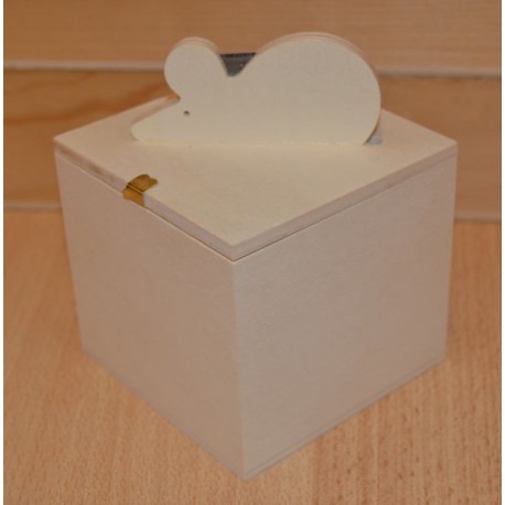 Boîte pour ficelle souris en bois (avec ficelle)