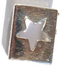 Rectangle argenté motif étoile 8x10mm