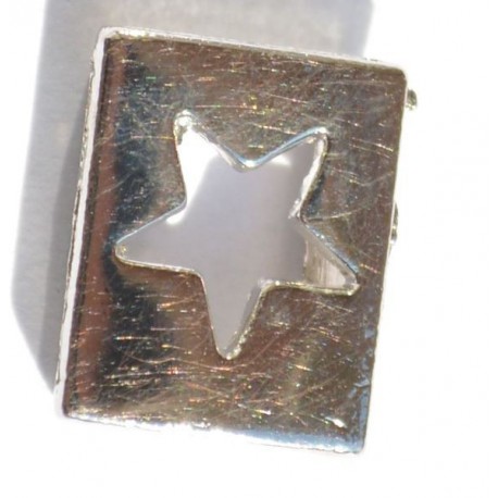 Rectangle argenté motif étoile 8x10mm