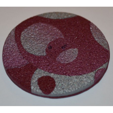 Perle Fimo ronde 45 mm bordeaux argent Perle Fimo ronde 45 mm bordeaux argent