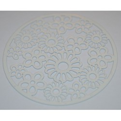 Grille métallique ronde 45 mm à fleurs blanche