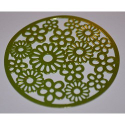 Grille métallique ronde 45 mm à fleurs verte