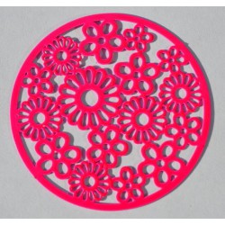 Grille métallique ronde 45 mm à fleurs pink