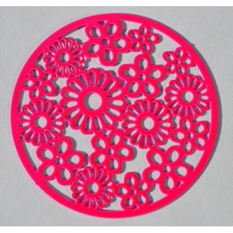 Grille métallique ronde 45 mm à fleurs pink