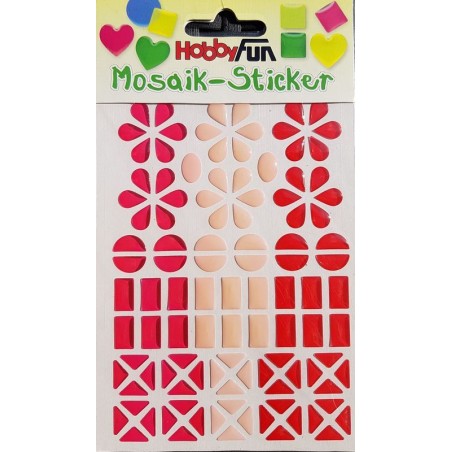 Sticker mosaïque 8 - 14 mm fleur rose rouge
