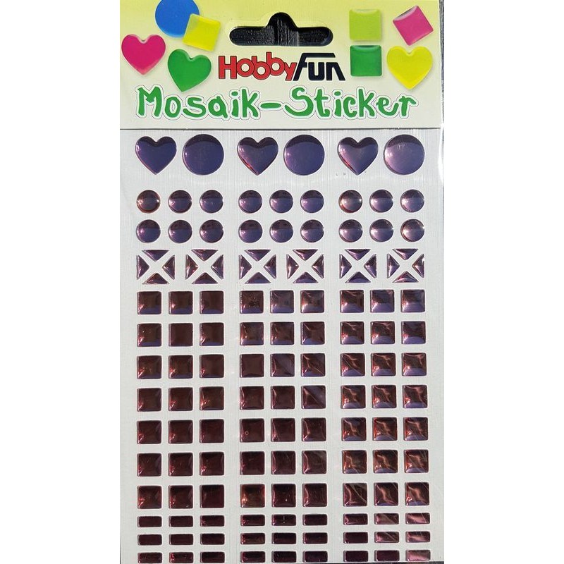 Sticker mosaïque 8 - 14 mm coeur vieux rose