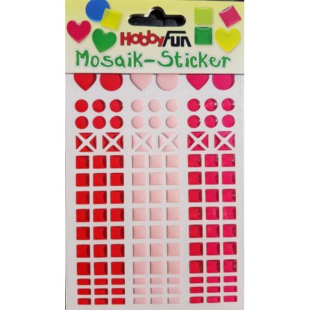 Sticker mosaïque 8 - 14 mm coeur rose rouge