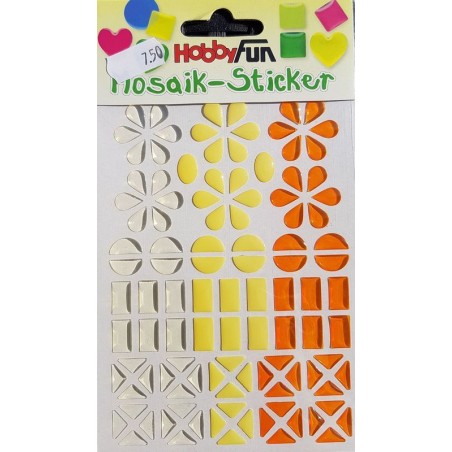 Sticker mosaïque 8 - 14 mm fleur jaune orange