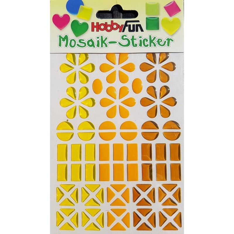 Sticker mosaïque 8 - 14 mm fleur jaune orange brun