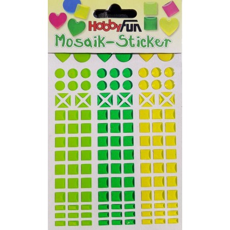 Sticker mosaïque 8 - 14 mm coeur jaune vert