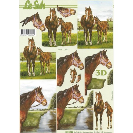 Feuille 3D A4 à découper, Chevaux II