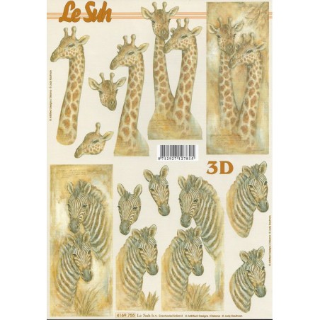 Feuille 3D A4 à découper, Girafes