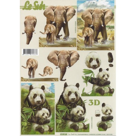 Feuille 3D A4 à découper, Animaux sauvages