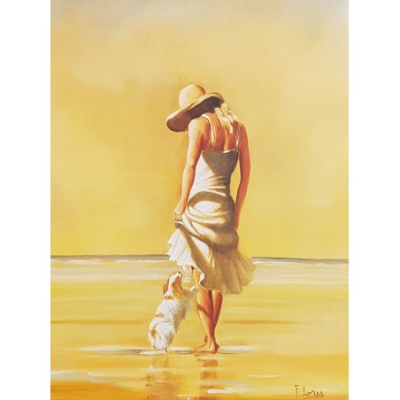 Image 160 g/m2 30 x 40 cm Femme avec chien