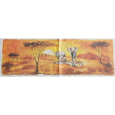 Papier de riz 70 x 25 cm   Animaux de la savane 2