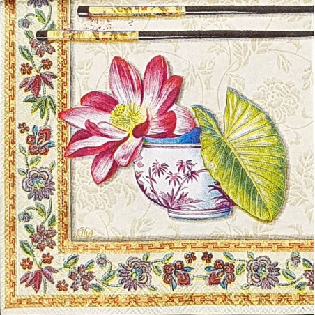 Serviette Éventail et bol asiatique