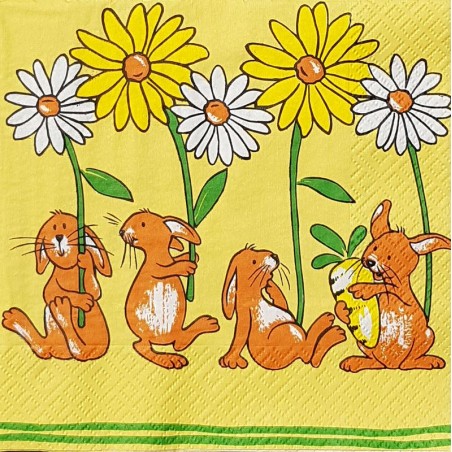 Serviette Lapins et marguerites