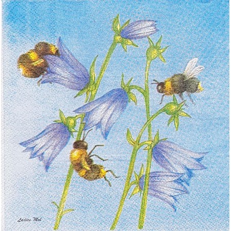 Serviette Abeilles sur fleurs violettes