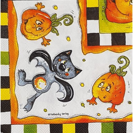Serviette Citrouilles et vampire