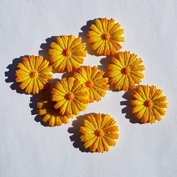 Fleurs jaunes en bois 2 cm,...