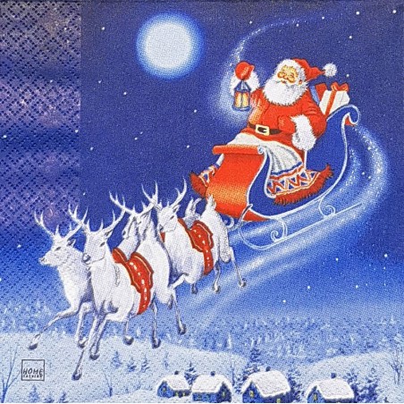 Serviette Père Noël en traineau