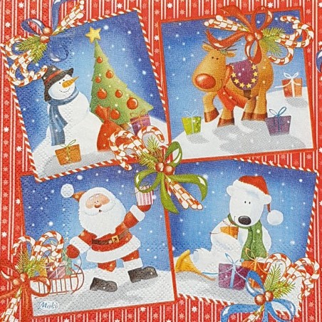 Serviette 4 motifs de Noël