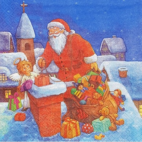 Serviette Père Noël sur les toits