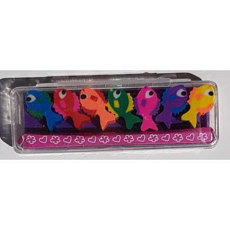 Mini gommes multicolores 7 p, poissons