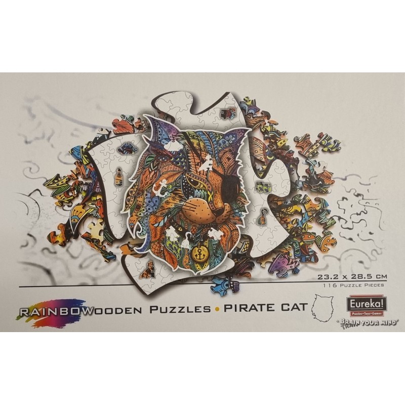 Puzzle en bois 101 pièces 34.5 x 18.4 cm, Chat pirate