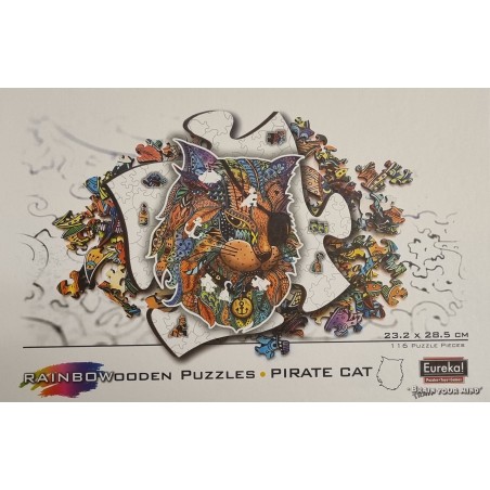 Puzzle en bois 101 pièces 34.5 x 18.4 cm, Chat pirate