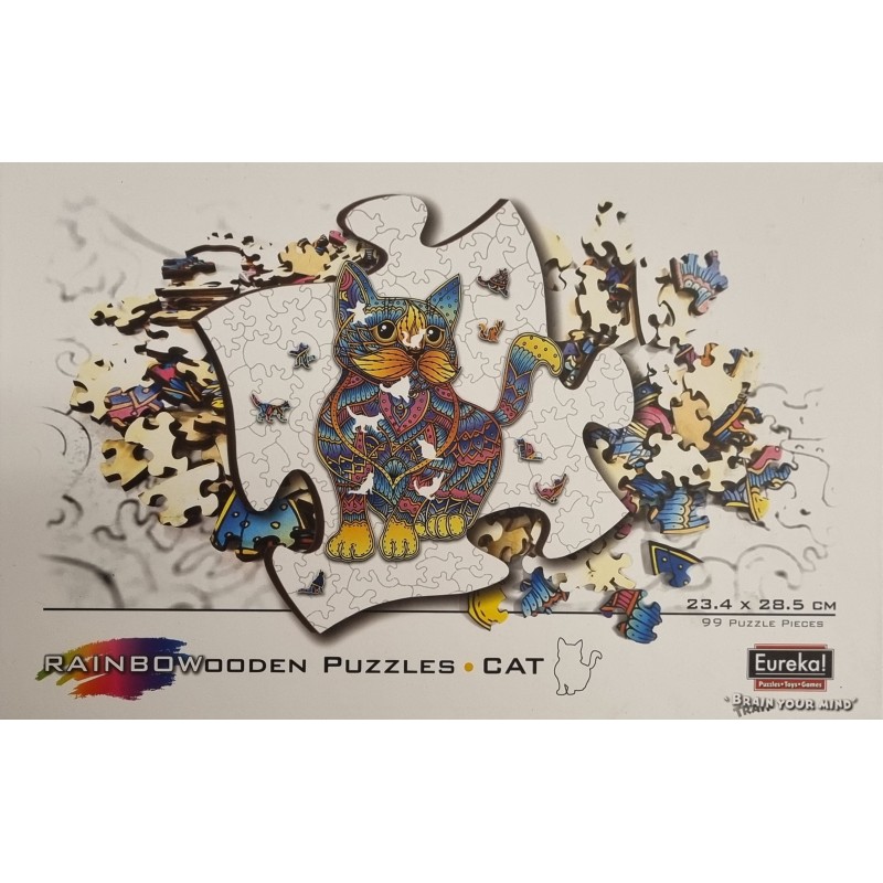 Puzzle en bois 101 pièces 34.5 x 18.4 cm, Chat