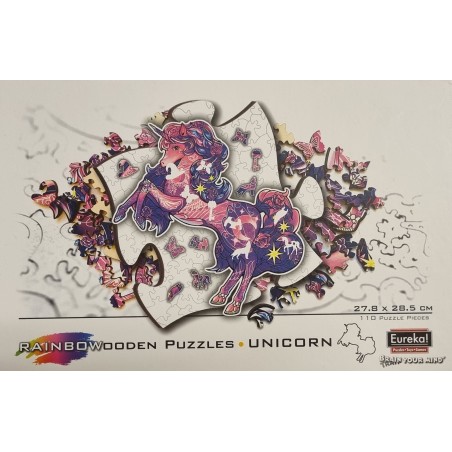 Puzzle en bois 101 pièces 34.5 x 18.4 cm, Licorne
