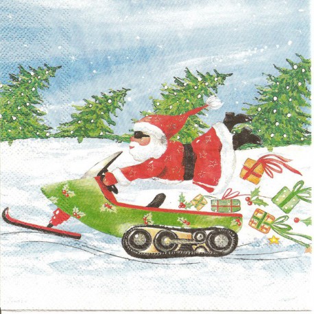 Serviette Père Noël à moto