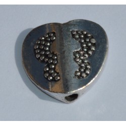 Coeur à motifs argenté 15 mm